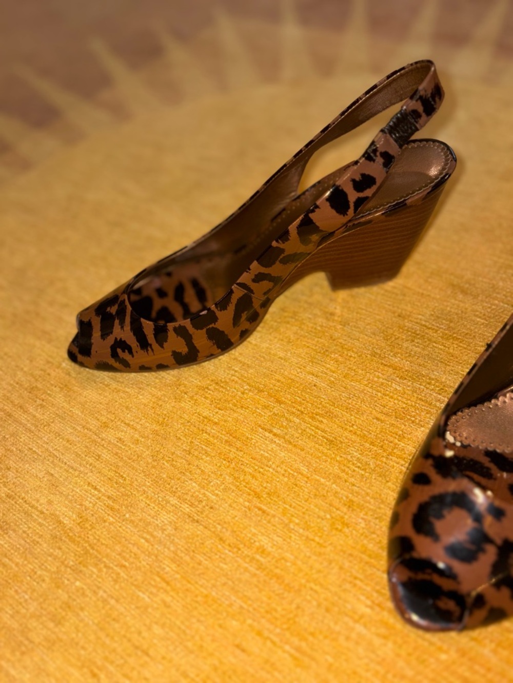 Franco Sarto Leopard Print Slingback Peep-Toe Pumps - Brown/Black - Picture 2 of 5